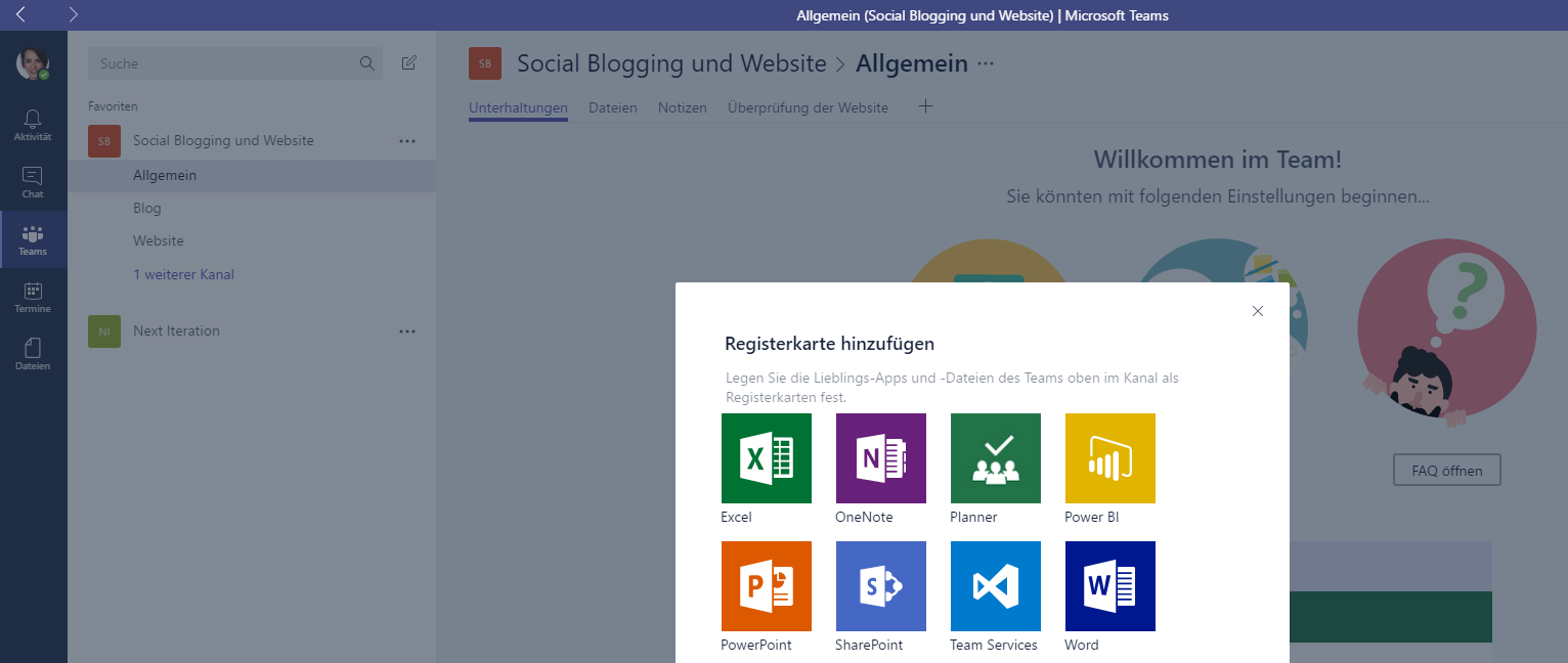 Dateiintegration in Microsoft Teams