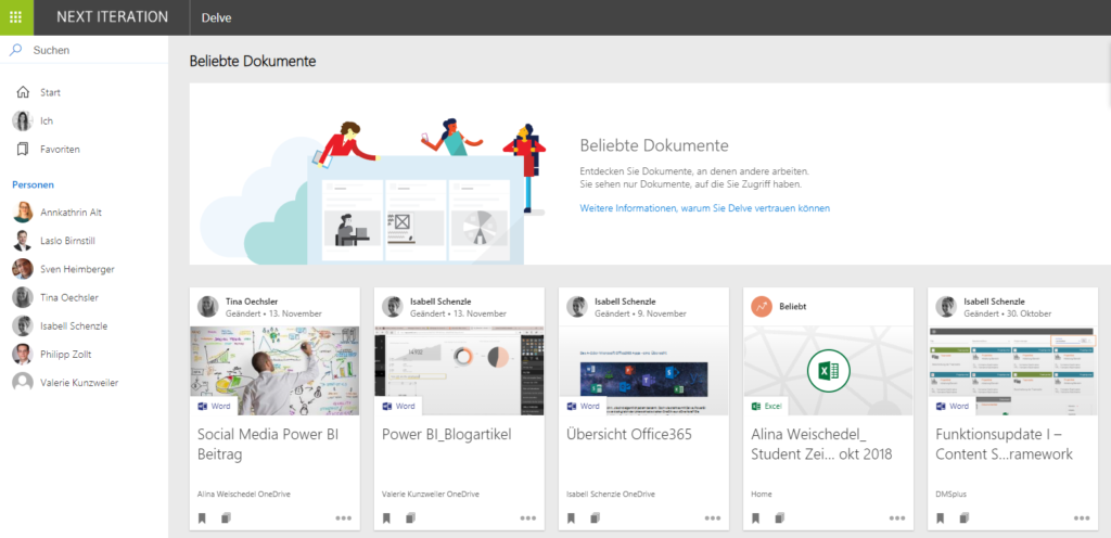Delve Profil Office365 App