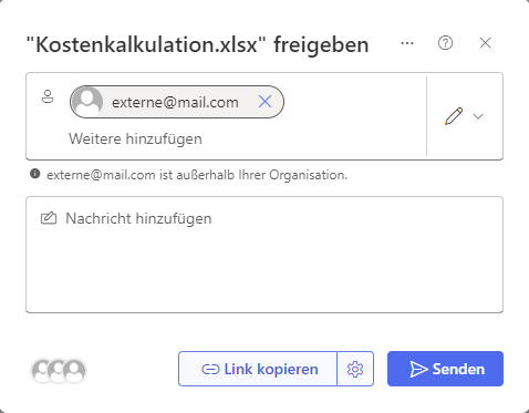 Datei freigeben in Microsoft 365