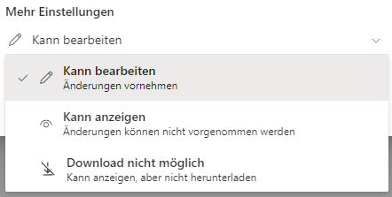 Berechtigungsstufen Teilen in Microsoft 365