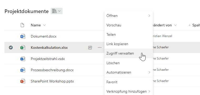 Zugriff verwalten Microsoft SharePoint