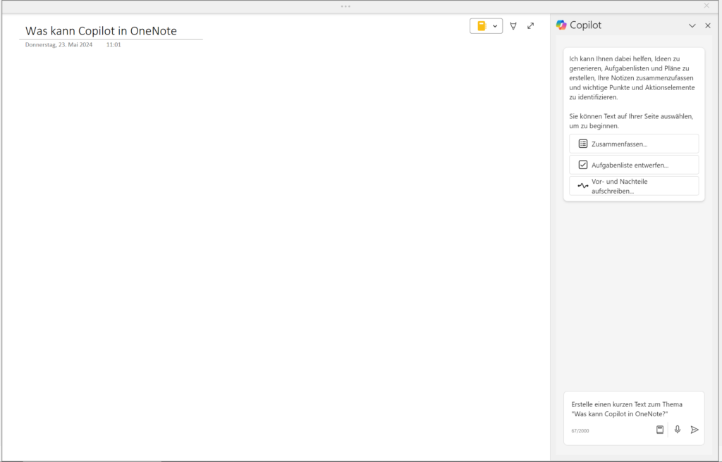 Copilot in OneNote: Arbeiten mit dem KI-Chat