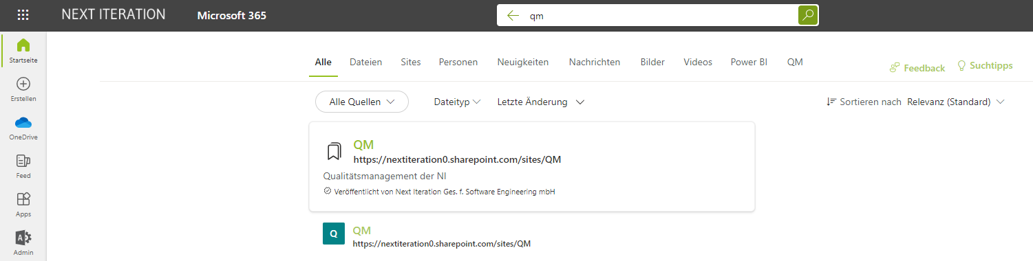 Microsoft Search Lesezeichen