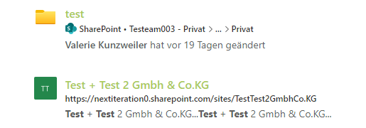 Microsoft Search Layout von Suchergebnissen