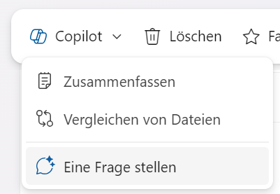Copilot in OneDrive horizontales Menü