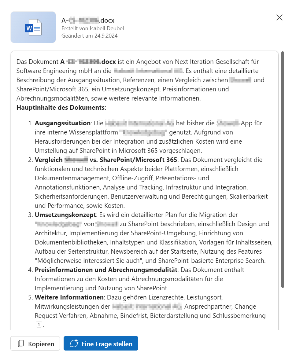 Copilot in OneDrive Zusammenfassung