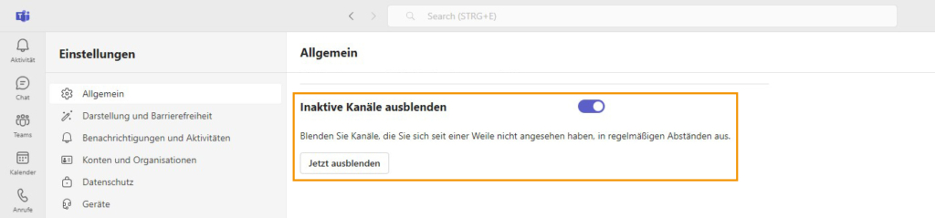 Microsoft Teams inaktive Kanäle ausblenden